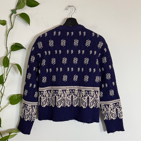 Free People Boho Jacket - Navy Blue Embroidered Jacket - 8 - Picture 11 of 13